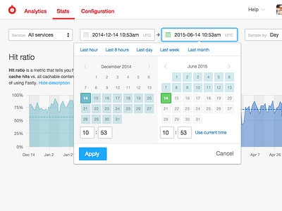 Date range selector calendar date