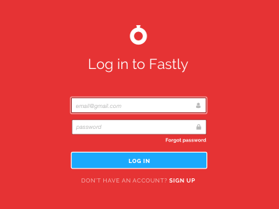 Log in screen: red