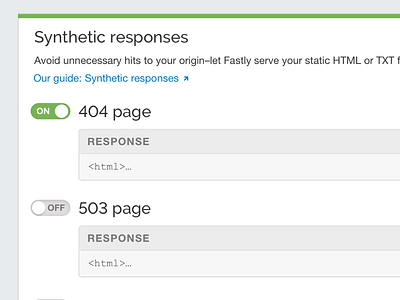 Easy toggles for synthetic responses configuration toggle