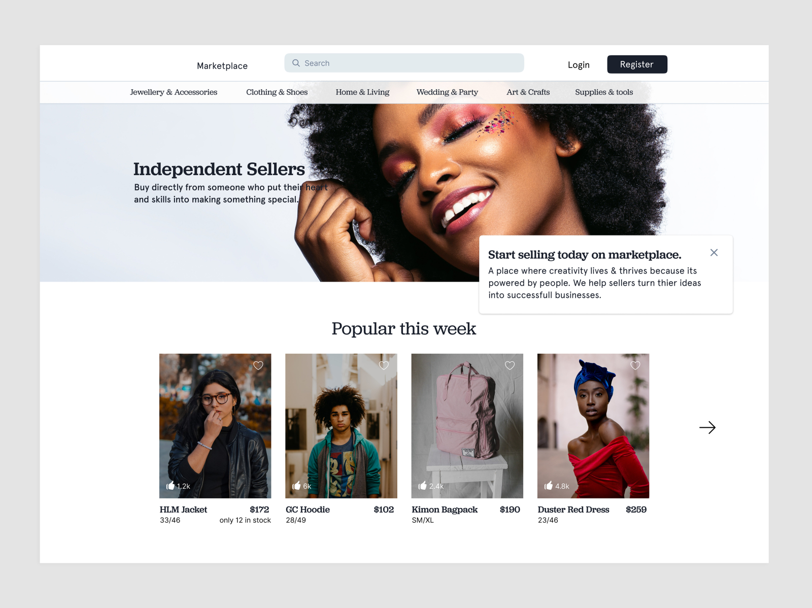 Marketplace Homepage by Dennis Thomi on Dribbble