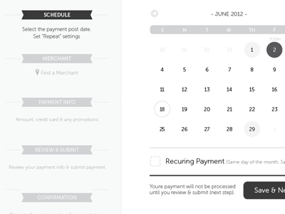 Wireframe: Schedule Payment schedule wireframe workflow