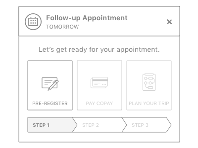 Follow-up Appointment appointment calendar modal steps window