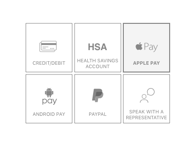 Payment Options android app apple credit debit graybox has options pay payment paypal wireframes