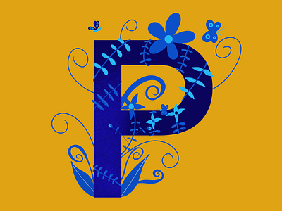 P for Princess art artwork botanical art flatart flatdesign leaves letter lettering minimal