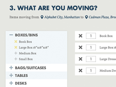 Metropolis Moving > Quote Form > Item List