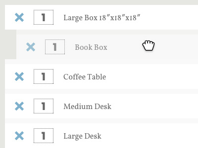 Metropolis Moving > Quote Form > Item List Sorting