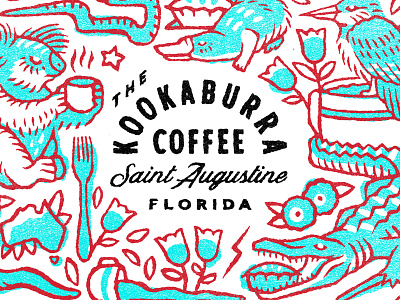 Kookaburra Coffee illustration mug pattern