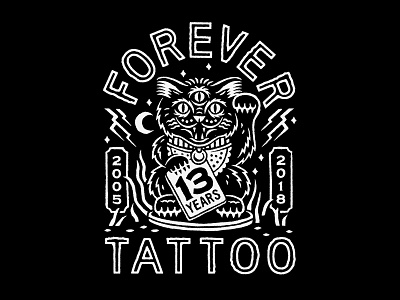 Forever Tattoo 13 cat illustration