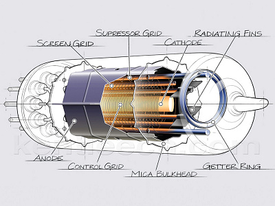 Vacuum tube cutaway exploded view illustration illustration cut away science scientific illustration technical illustrator technology