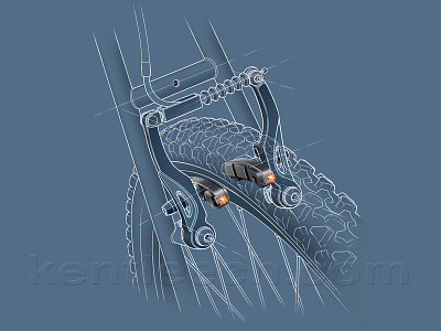 Bike Brake Lights illustration pencil drawing product illustration technical illustrator