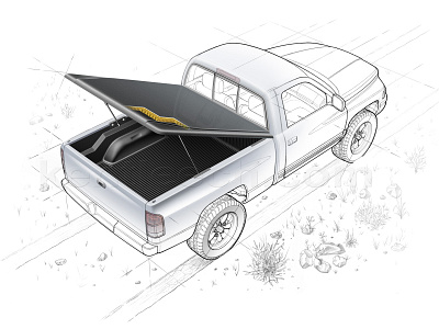 Truck bed liner automotive illustration car illustration car rendering illustration illustration cut away