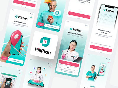 PillPlan - Healthcare Onboarding Screen app application branding clean design graphic design healthy illustration mob onb ui uidesign uiux ux