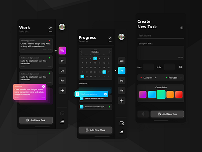 Scheduling Mobile App - UI inspirations app app design clean dark mode dark ui design design app designer logo mobile app mobile app design mobile design mobile ui ui ui ux ui design uidesign uiux ux ux ui