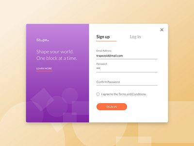 Sign Up 001 daily ui daily ui 001 login shapes sign up uipractice