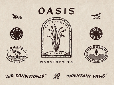 Oasis Cafe Brand Exploration branding design ephemera hand lettering historic illustration logo procreate typography vintage