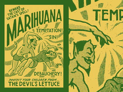 Devil's Lettuce design ephemera hand lettering historic illustration layout design procreate retro typography vintage