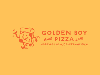 Golden Boy Pizza branding design ephemera hand lettering illustration procreate retro texture typography vintage