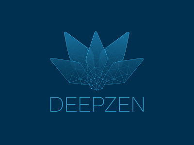 Deepzen artficial intelligence blue identity design illustration logo lotus flower neurons