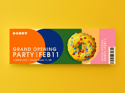WWY | Project 101 - #6 branding brandingidentity colorful concept dailydesign design donut doughnut eticket event eventdesign identity logo openingparty partydesign ticketdesign ui yellow