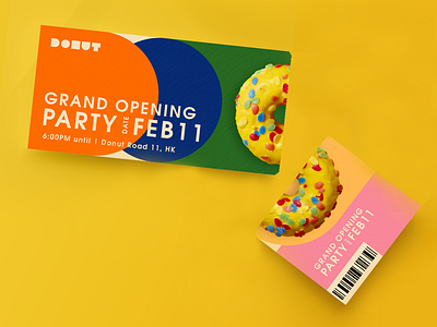 WWY | Project 101 - #6 branding brandingidentity colorful concept dailydesign design donut doughnut eticket event eventdesign identity logo openingparty partydesign ticketdesign ui yellow