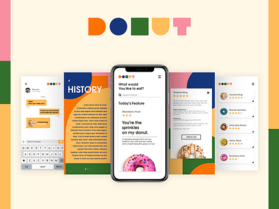 Donut App | Ui/UX adobe xd app branding colourful donut doughnuts food app geometric interactive mobile ui user experience user interface ux