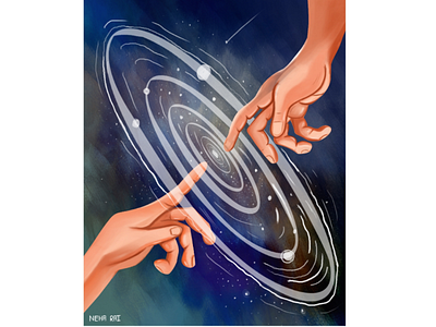 Universe in your touch art digital art digital illustration digital painting