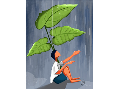 The Rain and Shelter digital art digital illustration digital painting.