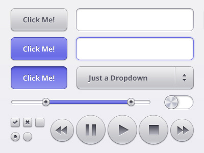 Clean UI Kit button checkbox dropdown freebie input kit player psd slider switch ui ui kit