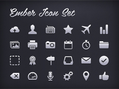 Ember Icon Set chart clean icon icon set icons pictogram pictograms plane icon thumbs up upload user icon