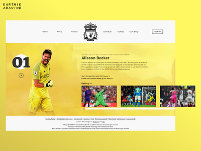 Alisson Liverpool FC Player Profile Page concept art football graphic design landing page liverpool fc player profile ui ui design website