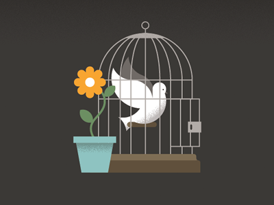 Human Rights Illustration bird cage flower illustration
