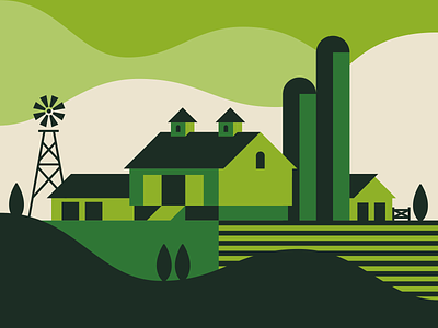 Iowa farm farmhouse field illustration iowa silo