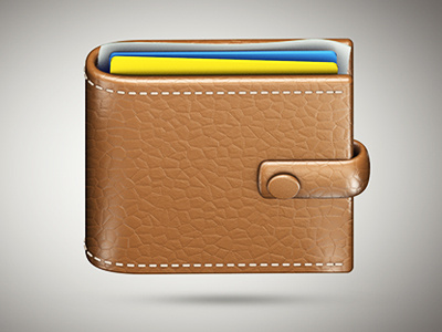 Skeuomorphic wallet 3d app cinema4d icon leather money skeuomorphism stitches texture wallet