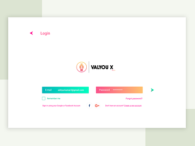 Valyou X Login Screen