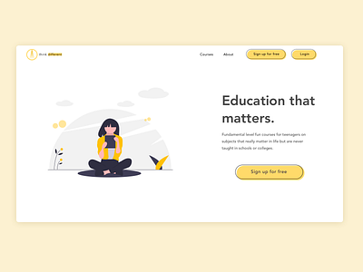 Landing page for online courses