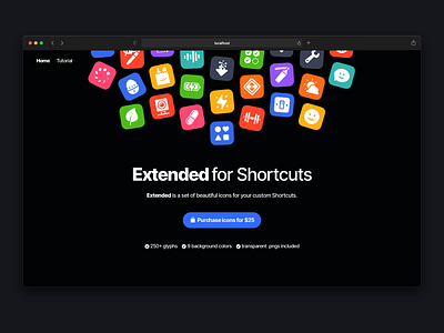 ExtendedIcons.com design glyphs ios shortcuts website