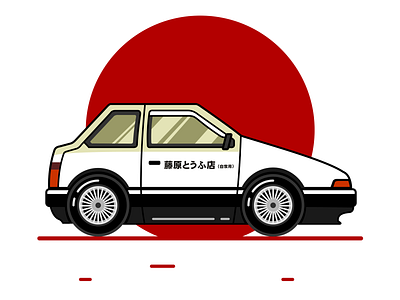 Toyota AE86 auto car challenge design fanart febrally flat illustration racing toyota vector