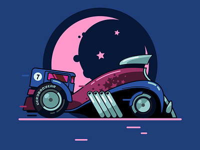 Moonwrecker auto car challenge design febrally flat illustration racing vector