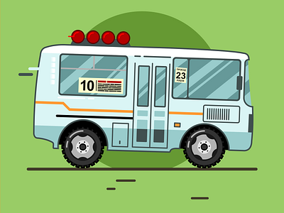 PAZ auto bus car challenge design febrally flat illustration russia vector