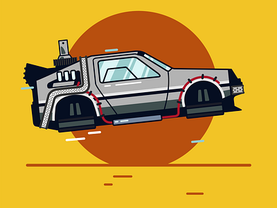 DeLorean auto car challenge design fanart febrally flat illustration racing vector