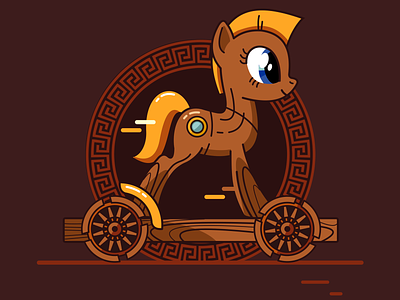 Trojan Pony auto car challenge design fanart febrally flat illustration trojan horse vector