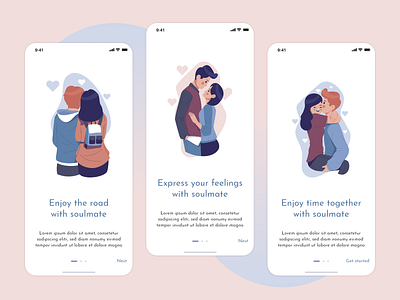 Soulmate - Onboarding Concept adobe xd app design clean colorful colorful design concept design couple dating app illustration ios app design love mobile app onboarding onboarding screens romance soulmate stylish ui design valentine welcome screen
