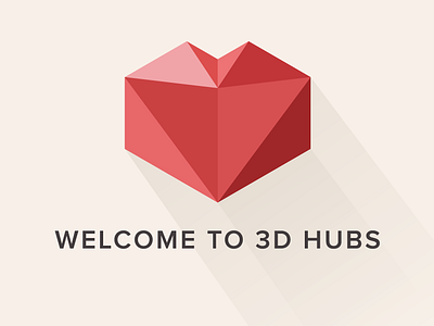 Welcome card for 3D Hubs 3d flat heart