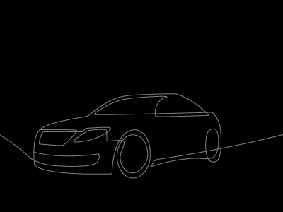 Car black and white continuous illustration line stroke