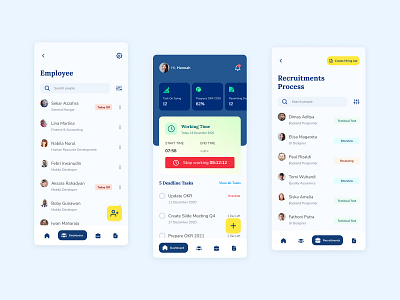 HR Dashboard Mobile App app design clean clean ui dashboad dashboard employee hiring hrms human resources job jobs recruitment task ui ux work working