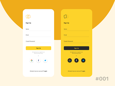Daily UI Chellenge - Day 001(Sign Up Page) app design dailyui dailyui 001 dailyuichallenge minimal mobile app mobile design mobile signup mobile ui signup uichallenge