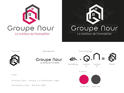 Groupe Nour adobe illustrator brand identity building gn logo graphic design logo logo design real estate