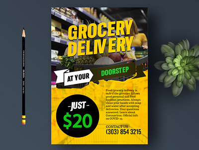 Grocery Foods Delivery Flyer and Leaflet design brochure brochure design colorful dl flyer flyer design illustration leaflet profesional