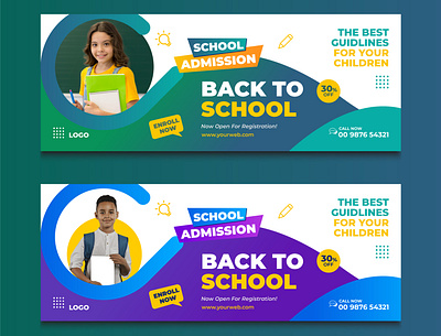 School Admission Web Banner and FB cover template facebook cover graphic design school admission web banner
