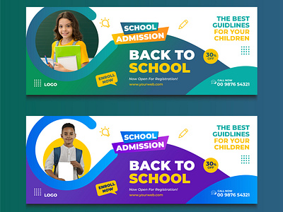 School Admission Web Banner and FB cover template